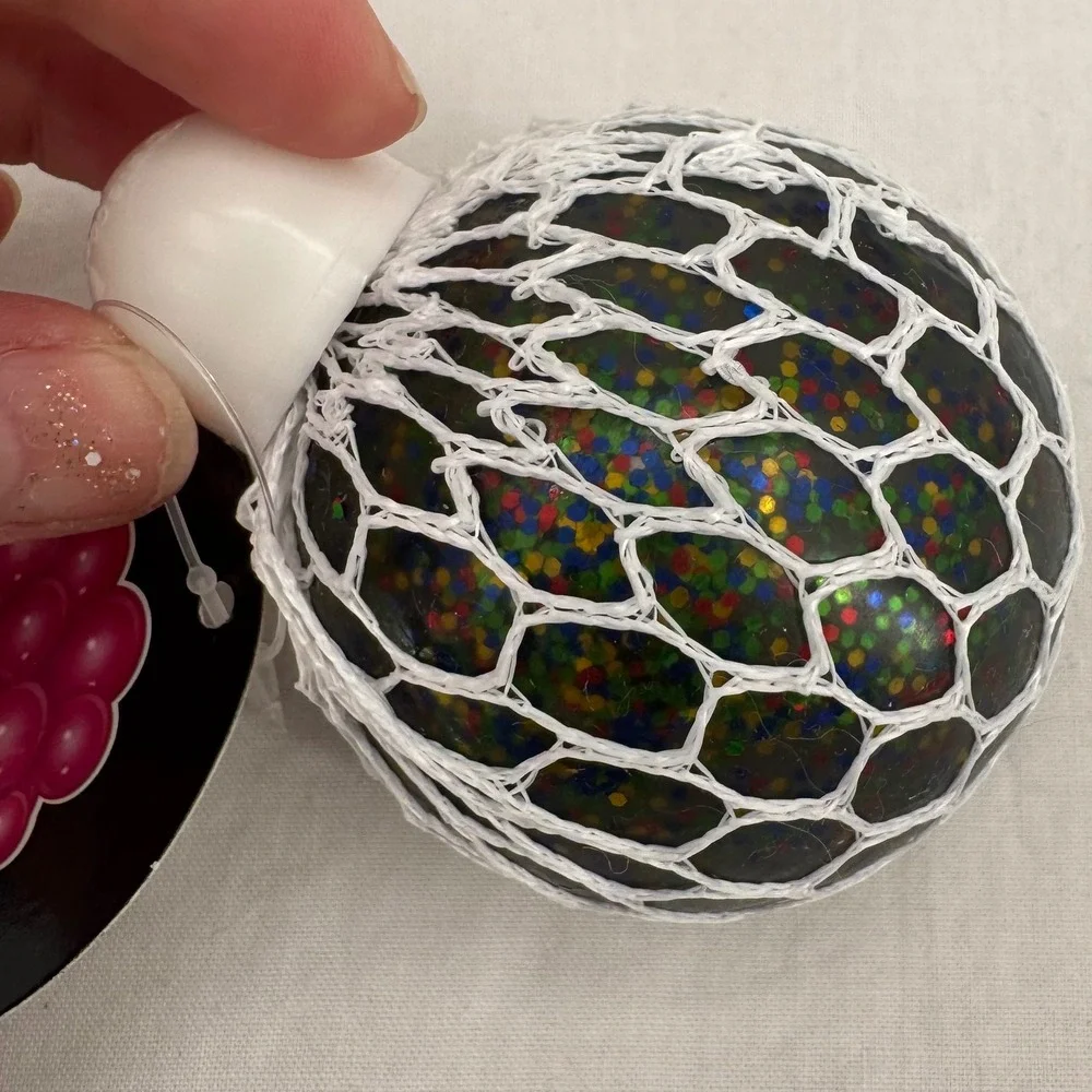 (2) Mesh Squeezeballs Fidget Set Stress Relief Sensory Toys Squish Glitter Stars